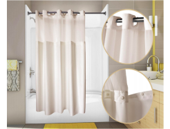 71x74 Champagne-PreHooked Shower Curtains Nylon